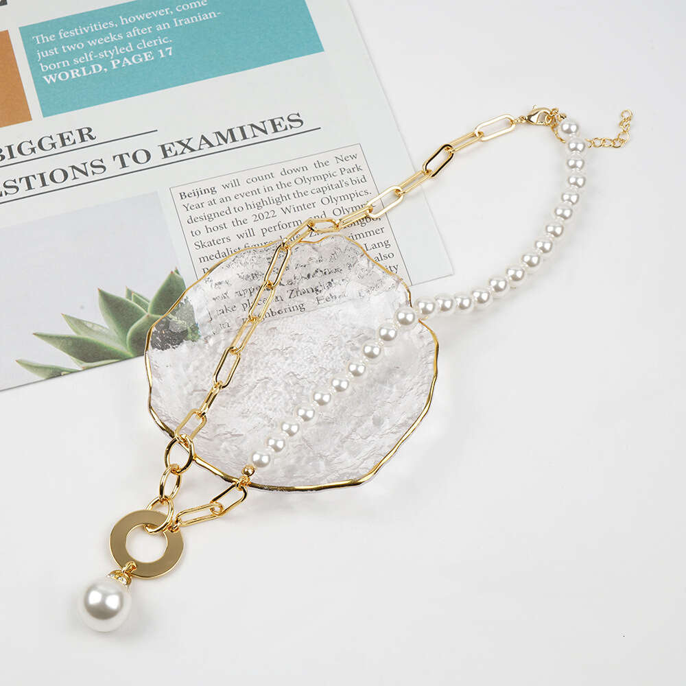 New Cross-Border Jewelry Vintage Pearl Light Luxury High-Quality Pendant Collarbone Chain European and American Necklace for Women Customizable
