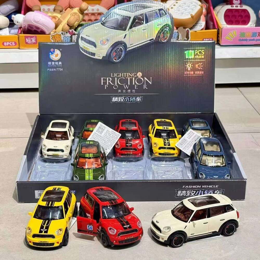 1pcs mini children's toys inertial car lighting music sedan manual door opening high simulation metal model collection Z260306