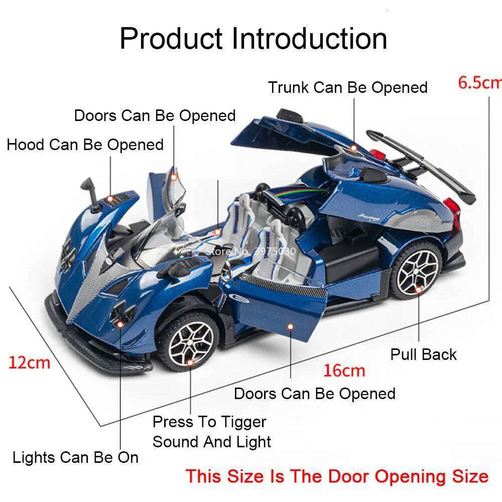 1:32 Pagani Zonda HP Huayra BC Models Cars Toys Doors Opened Miniature Supercars Wheel Shock Absorption Vehicles for Kids Gifts Z260306