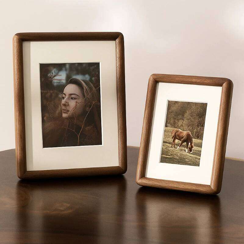 Black Walnut Round Photo 6/7/8/10-Inch Real Wood Picture Frame Wall or Tabletop Display for Home Decorative Gallery H260306