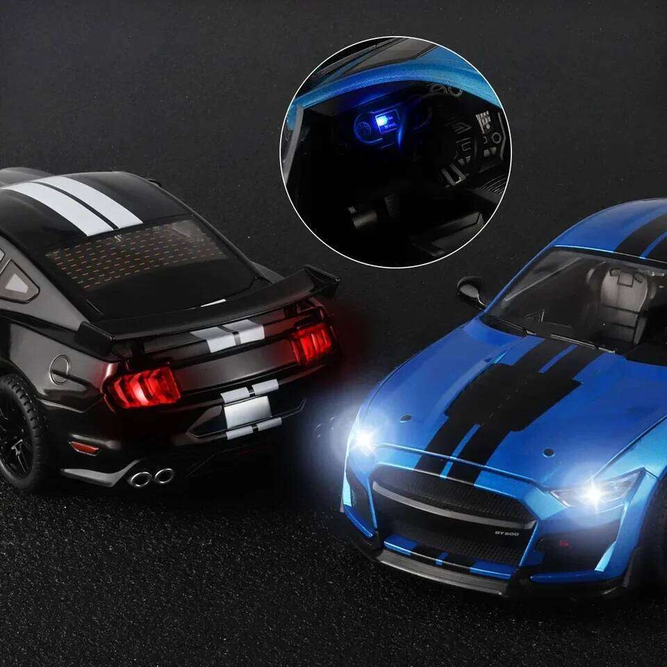 Large 1:18 Ford Mustang GT500 Miniatures Alloy Diecast Metal Vehicle Model Collectibles Sound Light Toys Car Gifts For Kids Boys Z260306