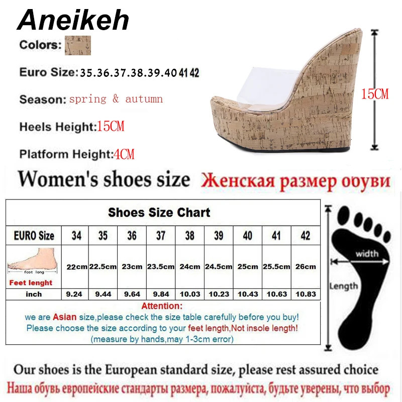 Aneikeh PVC Transparent Wedges Platform Sandals High Heeled Summer Fashion Womens Slippers Thick Sole Beach Shoes Mujer 260306