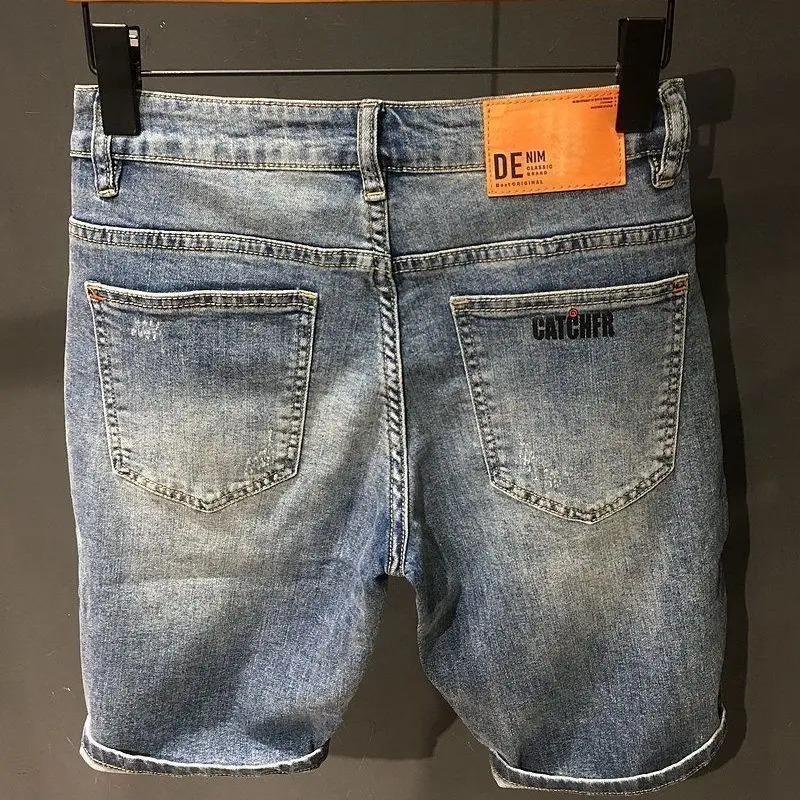 Short Jeans Pants for Men Oversize with Text Pockets Man Denim Shorts Big Size Thin Novelty in Xl Y2k Fashion Jorts Sale 260306