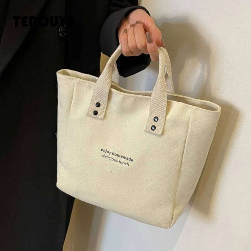 1Pc Classic Canvas Tote Bag, Durable Textile Material, Versatile Solid Color Shoulder Bag For Work And Everyday Use Handbags TEROUYE