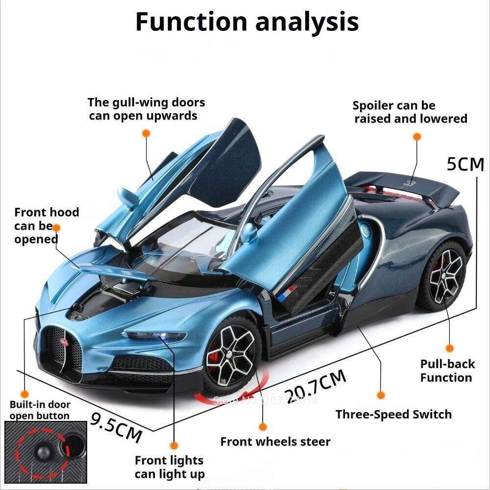 1:24 Tourbillon Bolide Diecast Alloy Models Sports Car Toys Front Wheel Steering Sound Light Pull Back Vehices Collect Ornaments Z260307