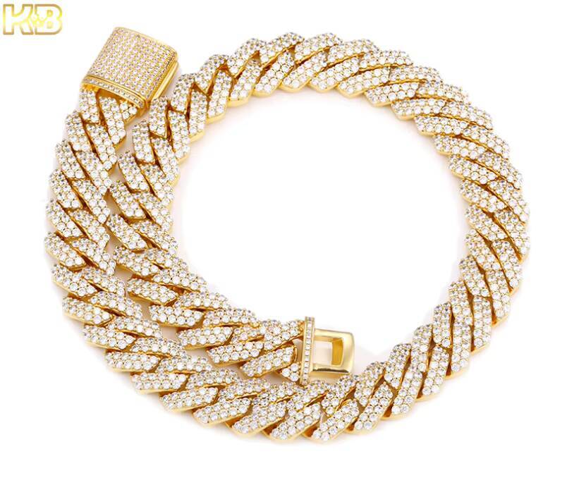 Moissanite Tennis Necklace Silver 925 Cuban Chain Hip Hop Diamond Chain VVS Moissanite Necklace for Men Women