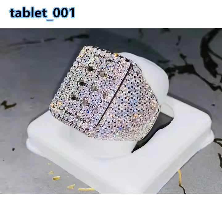 Unisex Crystal Rhinestone 925 Sterling Silver Gold Plated Hip Hop Style Ring Sizes Varied for Engagement Day