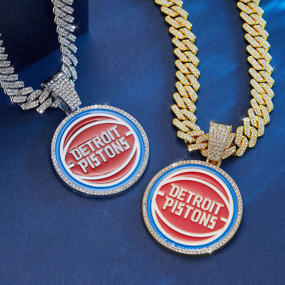 Amazon's new alloy basketball pendant necklace with full diamond inlay and oil drip design, high-quality hip-hop style, exclusively for cross-bor