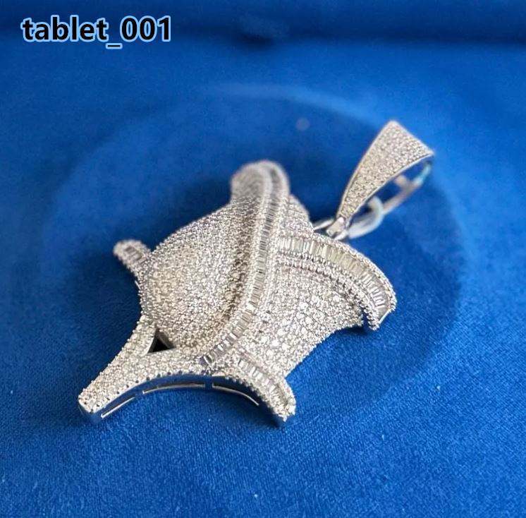 Luxury Iced Rose Pendant 12 VVS Moissanite Sterling Silver Hip Hop Jewelry White Gold Finish Unisex Premium Street Style