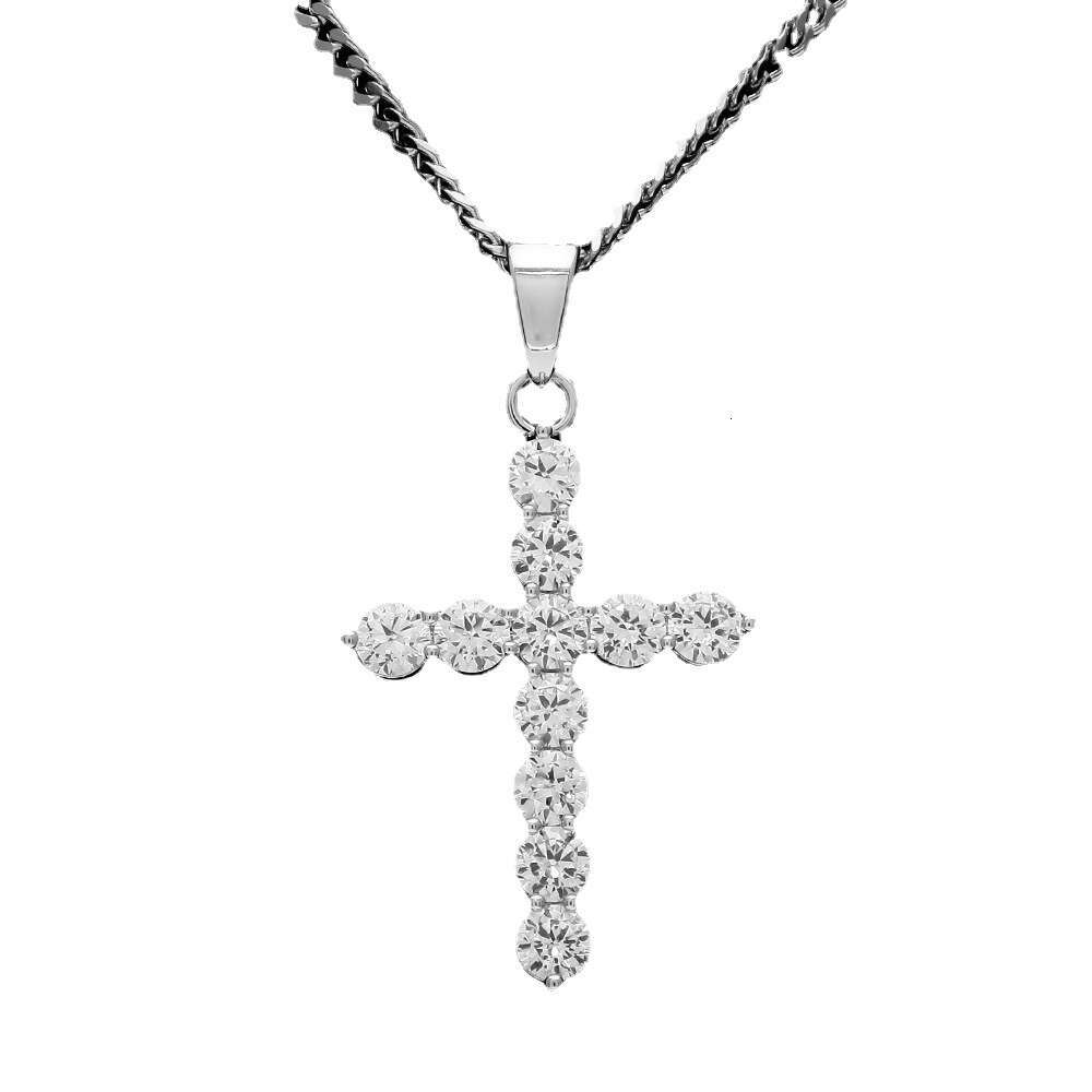European and American high-quality men's accessories, micro-inlaid AAA zircon cross pendant, hip-hop Cuban chain