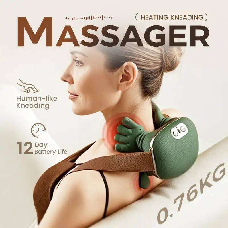 3D with Soothing Heat Deep Tissue Kneading for Back & Pain Relief,Bionic Neck Shoulder Massager 26Y0307
