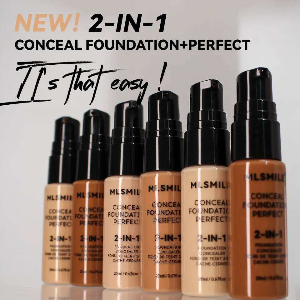MLSMILE 6 color Powder Foundation long-Lasting Waterproof, Moisturing Sweat resistant and easy to open Oil-control concealer 26L0306