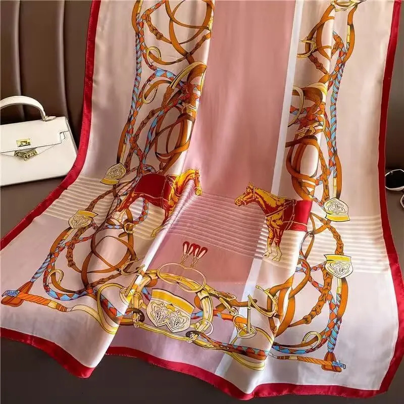 1 pcs 90x180cm silk satin scarf artistic style retro plant and floral print shawl elegant and light gift for mom 260302