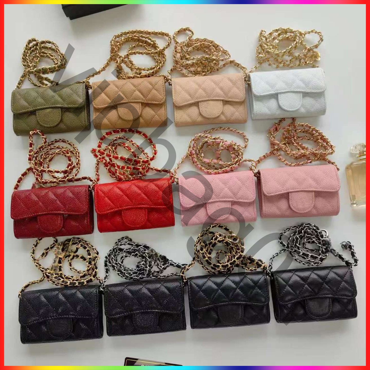 10A Luxury Designer bag Shoulder bag High quality Classic Coin bag Flap Caviar Handbag Chain cc bag Leather Double Letter Buckle crossbody bag women's Mini wallet