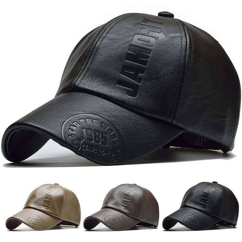 Unisex 1985 Letter Imprinting Leather Baseball Caps Spring and Autumn Outdoor Adjustable Casual Hats Sunscreen Hat Y260304