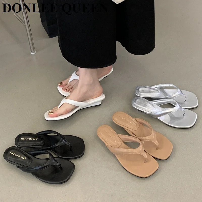Fashion Wedge Heel Slipper Slides Women Clip Toe Flip Flops Narrow Band Sandals Shoes Casual Female Slipper Sandalia Mujer 260306
