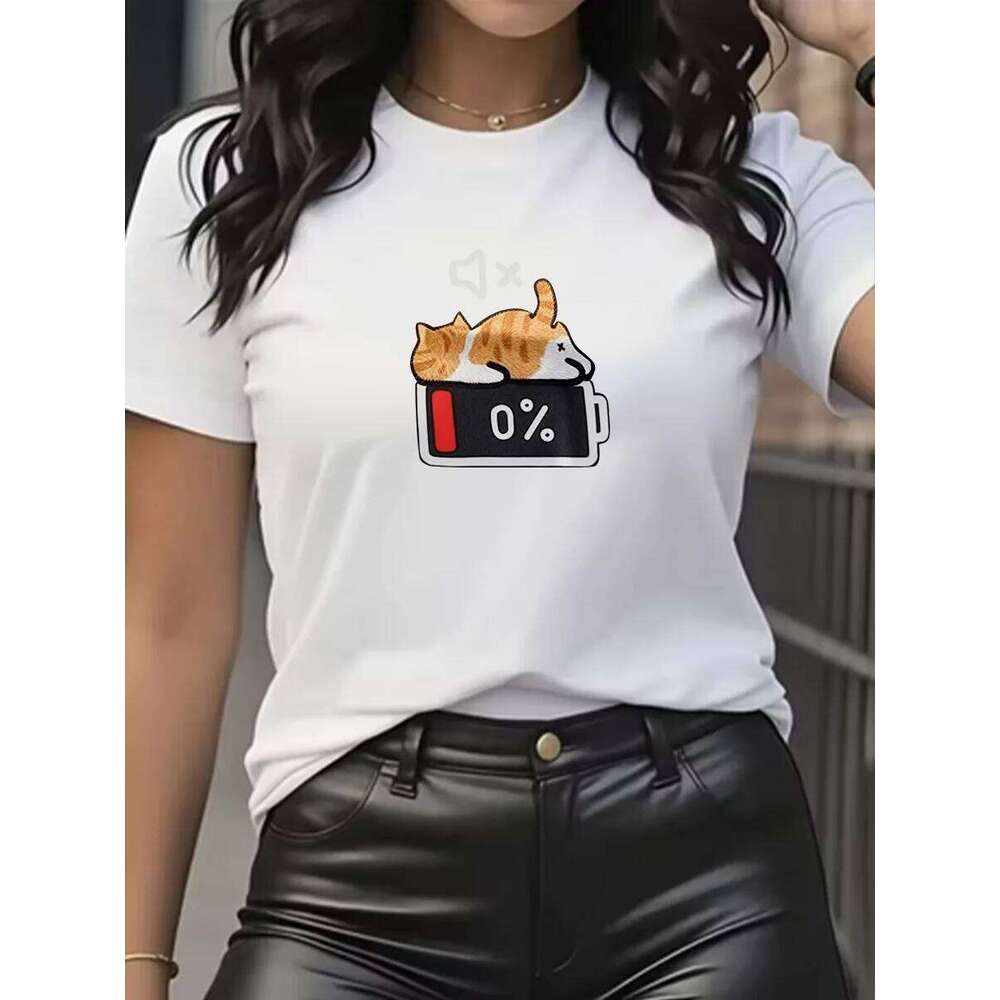 Summer retro-style cat print women's for street wear, loose fit, YTK luxury brand, short sleeve, round neck T-shirt XJ260306 XJ260306