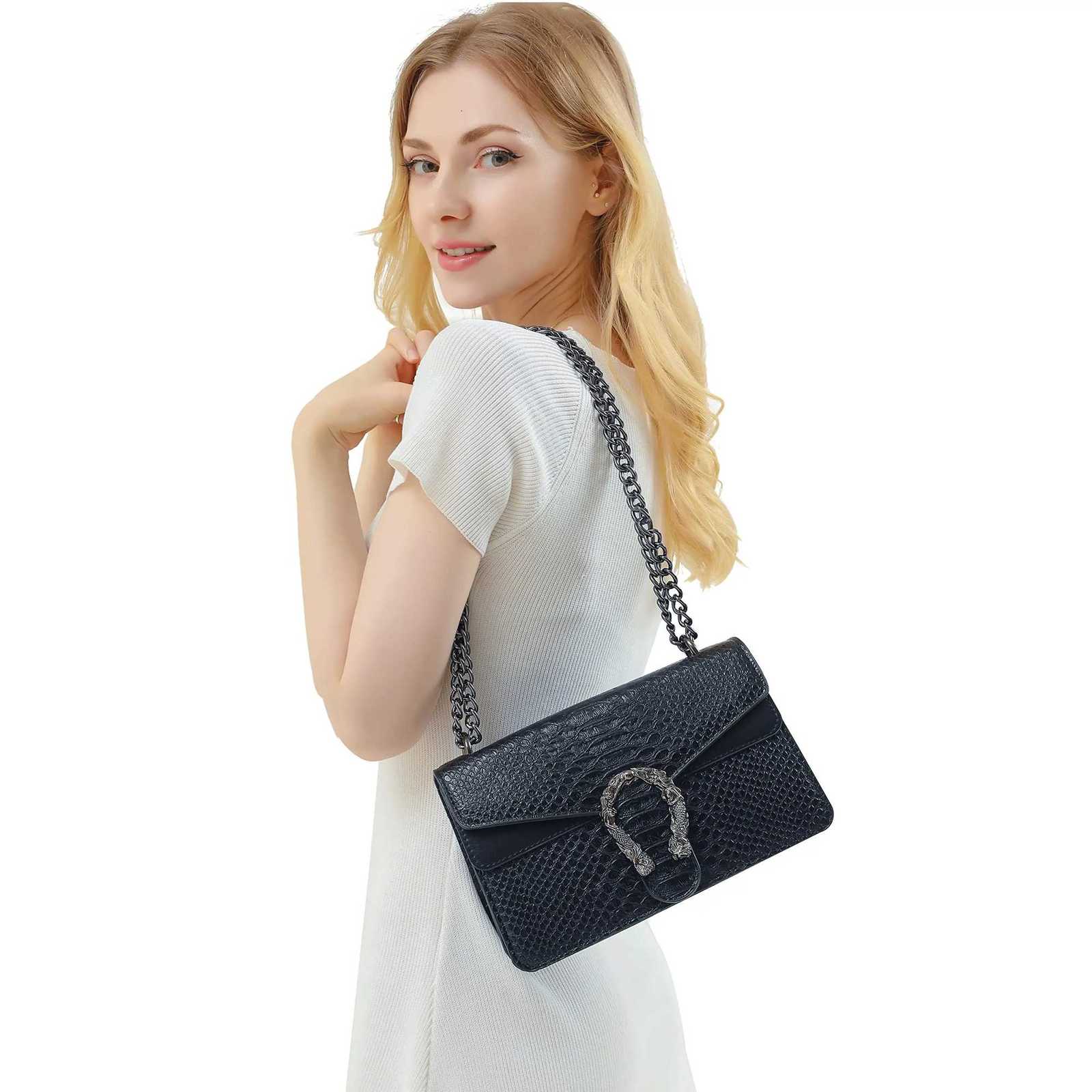 Shoulder Bag Crossbody Bag and Satchel Purse for Women - Fashion Snake Print Chain Purse PU Leather HandBag H260307