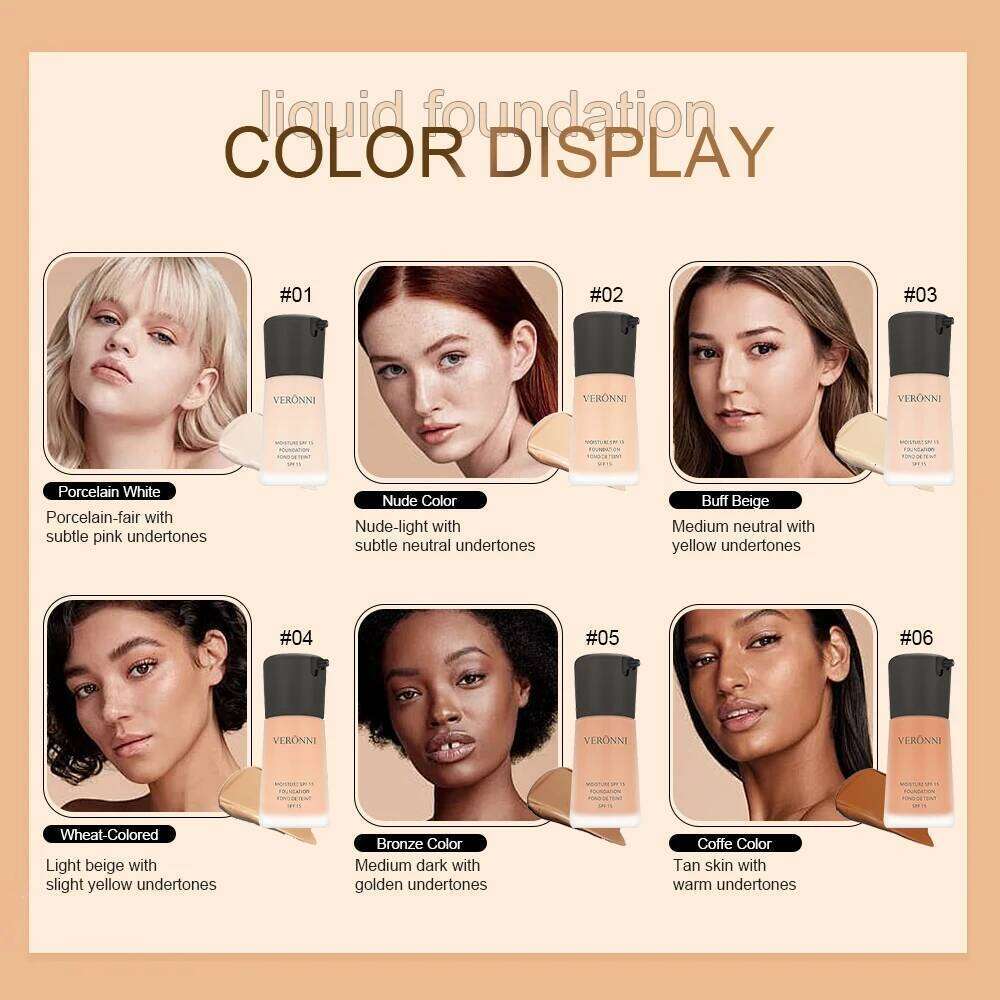Matte Liquid Foundation Oil Control Concealer BB Cream Waterproof Lasting Full Coverage Natural Face Base Professional Makeup 26L0306