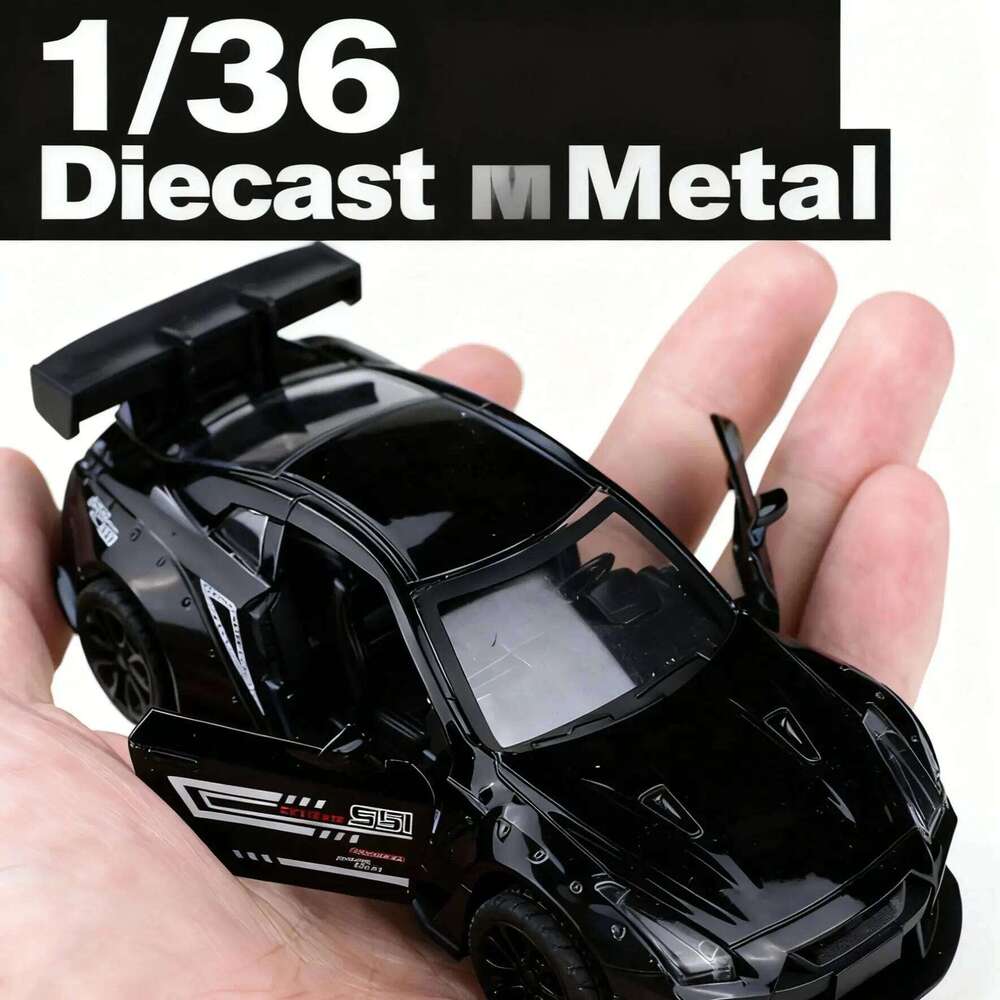 Bagged 1/36 Japanese-style die-cast pull-back racing car model, cool paint job, boy's toy, metal die casting, decoration. Z260306