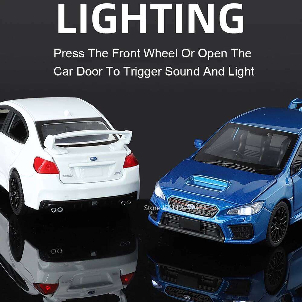 1:30 Subaru WRX STI Car Toys AE86 Alloy Diecast Model 6 Doors Opened Miniature Models Sound Light Pull Back Vehices Holiday Gift Z260306