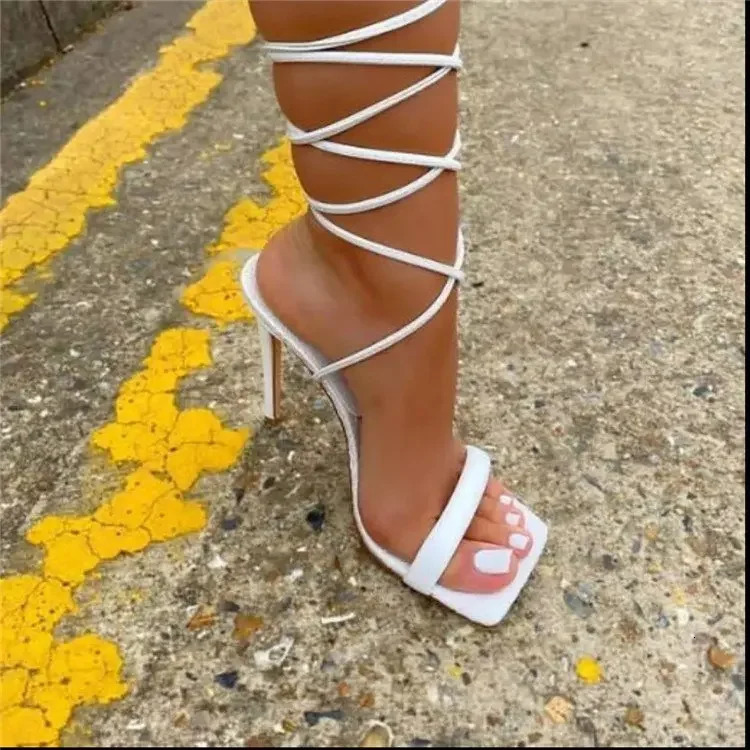 Fashionable High Heel Sandals Spring Summer Buckle Ankle Strap Rubber Sole Leisure Style for Women in Sizes 35-43 260306