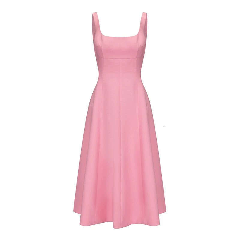 2026 Summer Designer A1 Fashionable French Elegant Hepburn Style Solid Color Lace up Waist Skirt