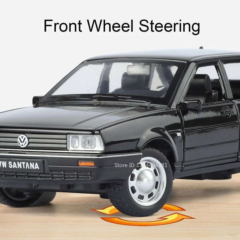 1:32 Santana CC Miniature Model Toy Diecast Alloy Car Sound Light Pull Back Door Opened Front Wheel Steering Cars Boy Gift Adult Z260306