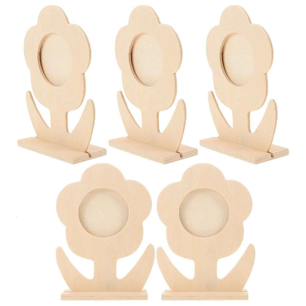 5 PCS Prop Decoration Desktop Photo Frame Home Manual Painting Wooden Picture Holder H260306