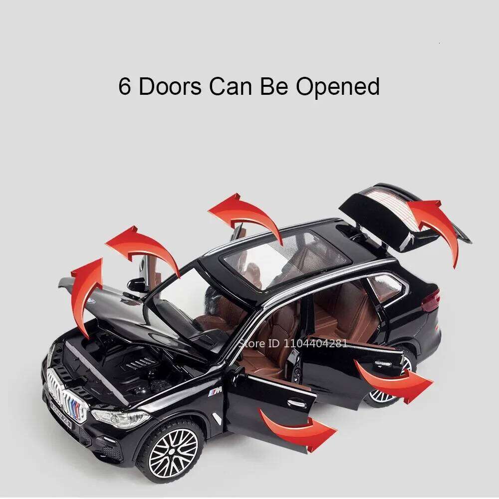 1:32 X5 M8 Alloy Models Toys Diecast Cars 6 Doors Opened with Sound Light Pull Back Rubber Tires Miniature Vehices Holiday Gifts Z260306