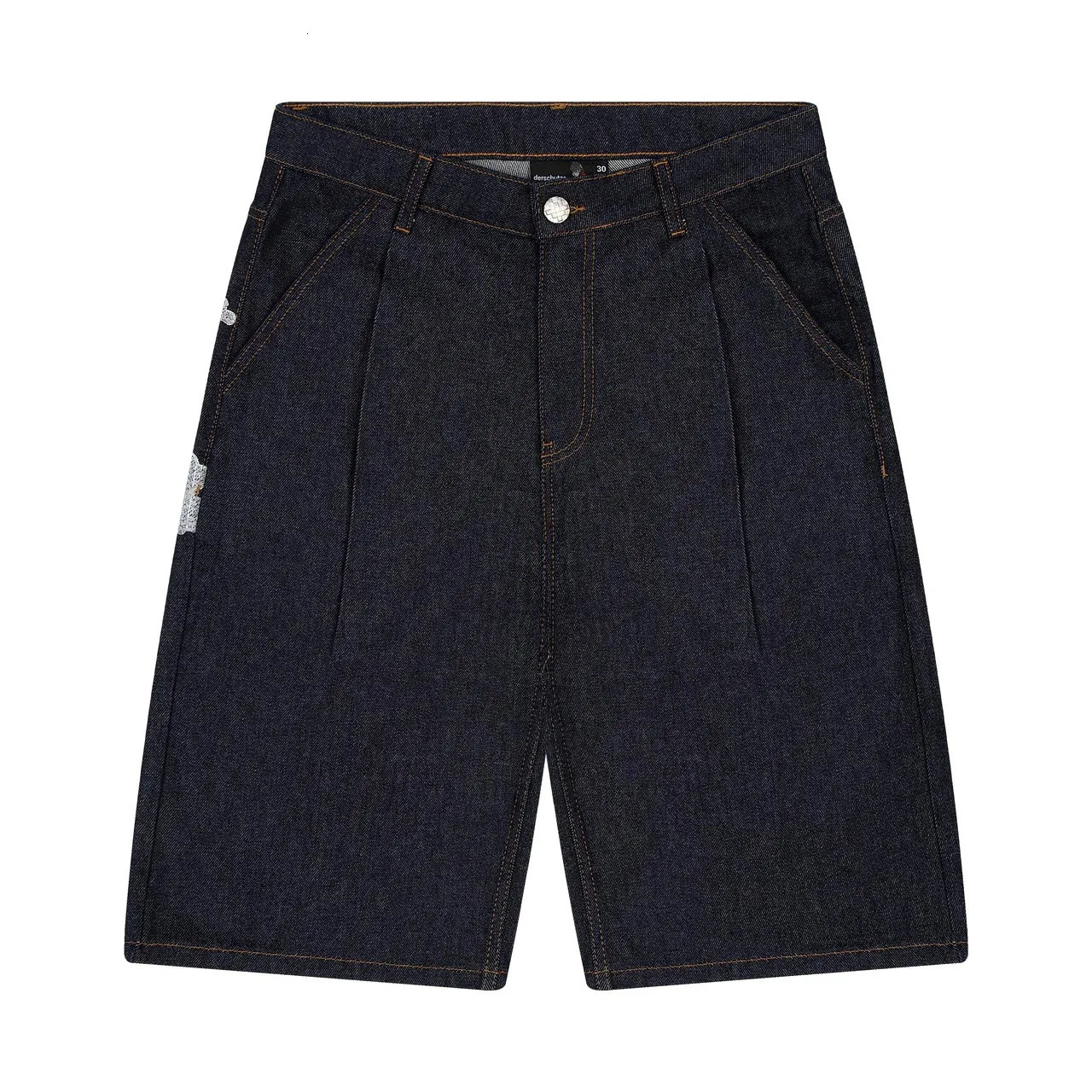 On Air Shorts Men Casual Baggy Jeans Short Y2k Retro Blue Pocket Embroidery Wide Leg Denim Jorts Hip Hop Skateboard Streetwear 260306