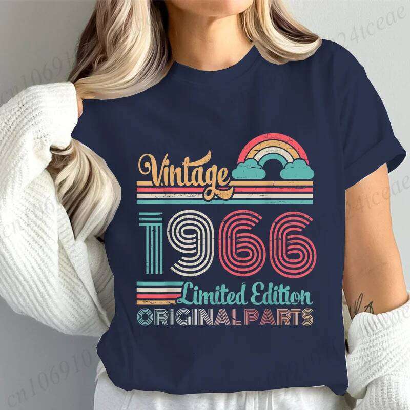 Stylish Women T-Shirts Casual Summer Fashion Top Vintage 1966 Ltd Edition Original Parts 60 Years My Birthday Print Women's Tees XJ260306 XJ26030