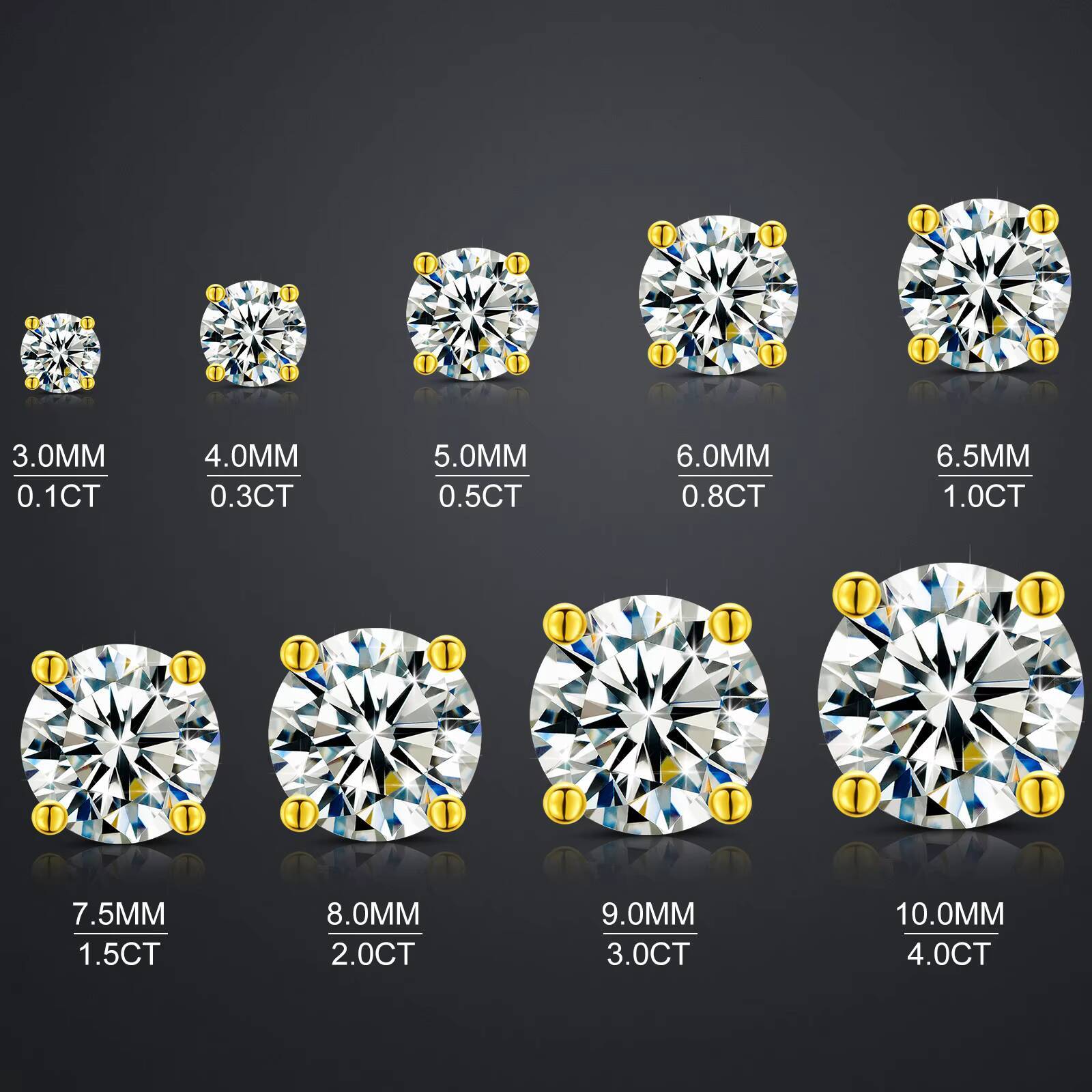 Online Store Hot Sale USA Warehouse 925 Sterling Silver VVS Moissanite Diamond Classic Screw Back Stud Earrings