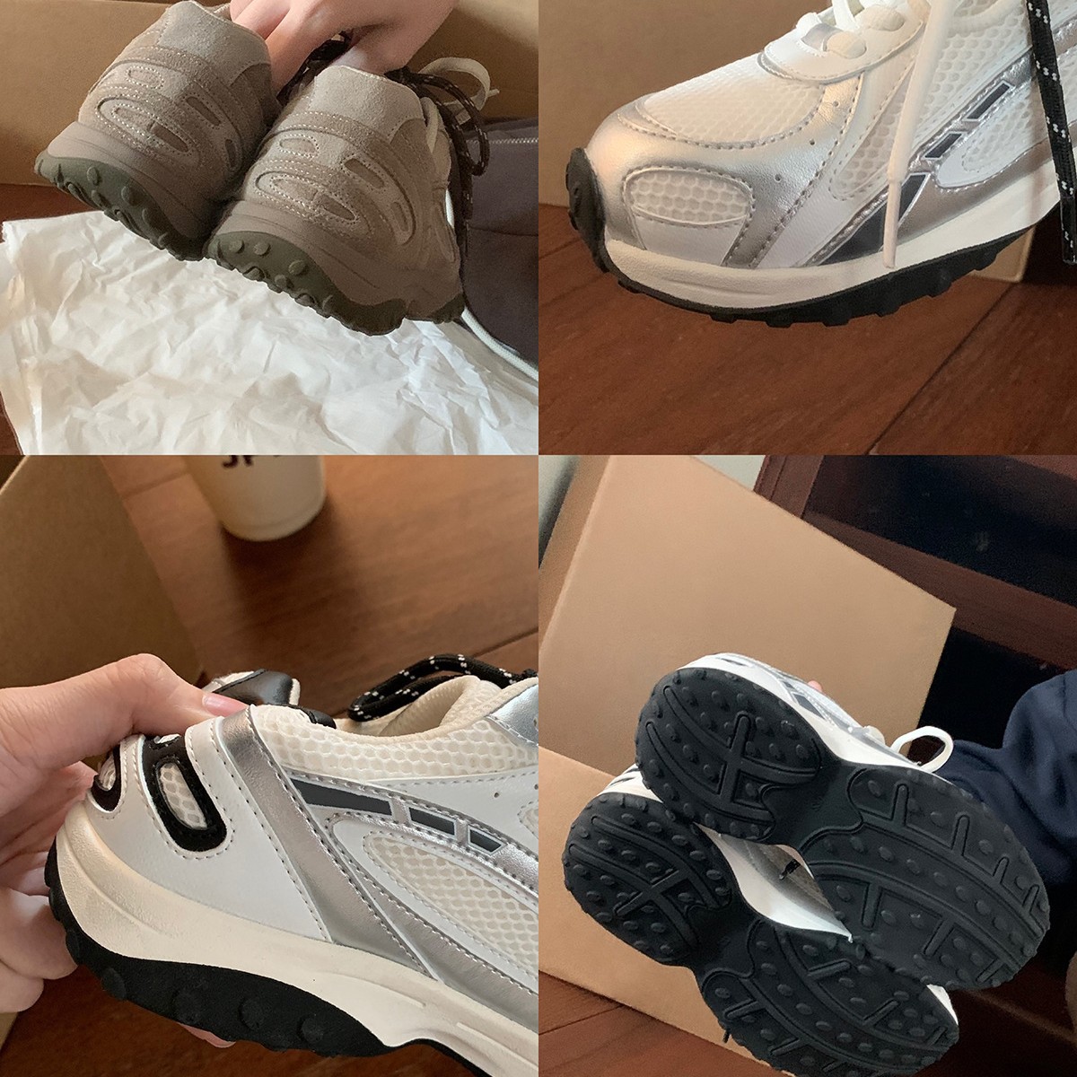 2026 Premium Retro Mesh & Suede Trainers, Y2K Style Casual Sneakers with Contrast Laces & Chunky Sole 35-40