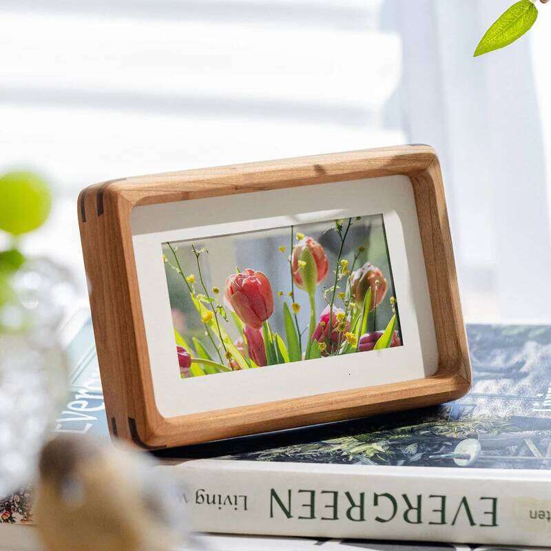 6/7/8/10 Inch Solid Wood Photo Premium Walnut Frame Creative DIY Display Stand Luxury Desktop Picture Decoration H260306