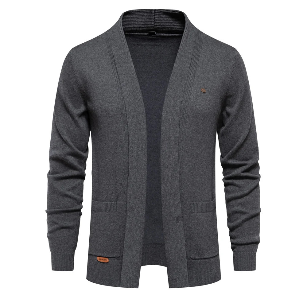 Winter Cotton Cardigan for Men Quality Mens Sweater Fashion Turn Down Collar Knitted Sweaters for Men 260306