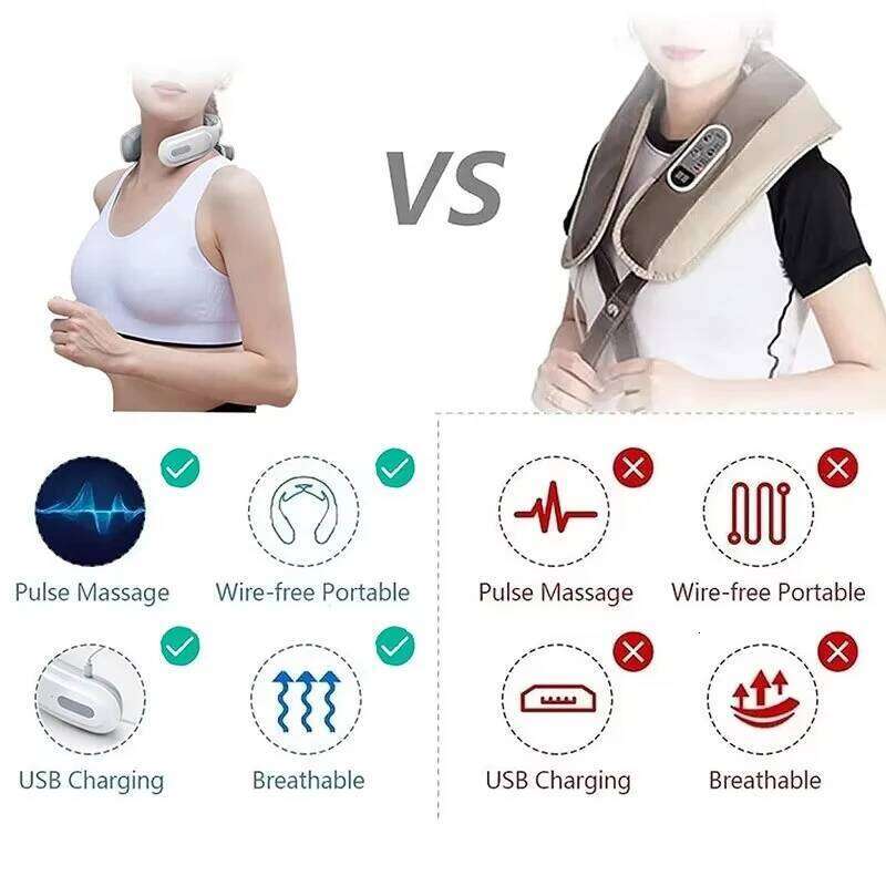 New Massage Intelligent USB Rechargeable Adjustment Heating Pressing Portable Pulse Cervical Spine Massager Neck Care 26Y0307