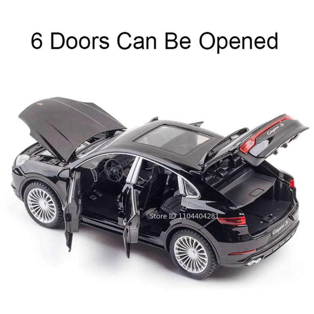 1:24 Cayenne S Lambo URUS Toys Model Diecast Car 6 Doors Opened with Sound Light Pull Back Metal Vehices for Children's Day Gift Z260306