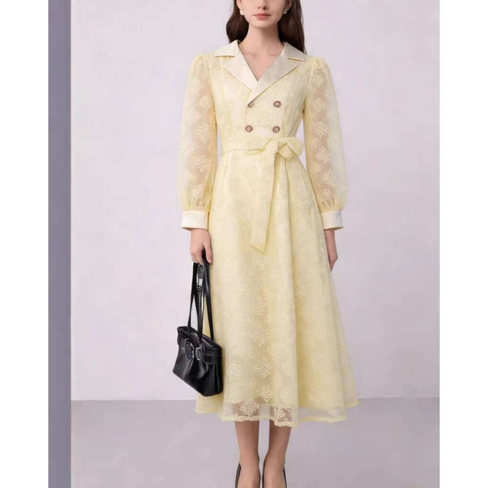 2026 Spring/Summer European and American Elegant Fashion Gentle and Lightweight Jacquard Pattern Windbreaker Dress