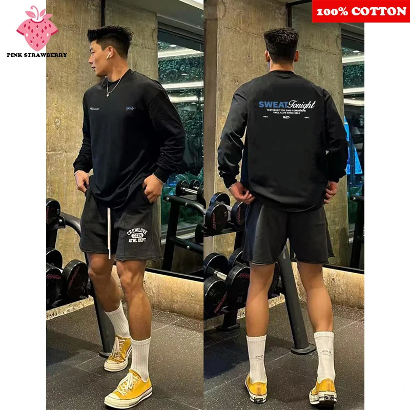 100 Cotton High quality Tshirt Men Autumn Ventilate ONeck Long sleeves Sports Gym Loose Y2k Top clothing 260302