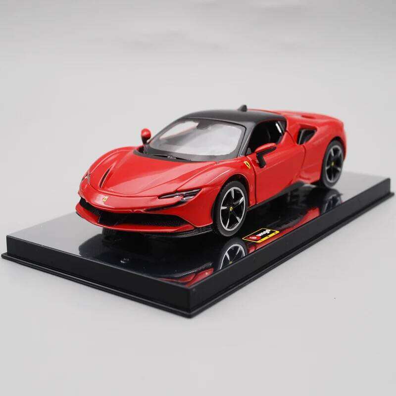 Bburago 1:32 Sound And Light Alloy Pull Back Car Model Ferrari SF90 Laferrari Luxury Vehicle Diecast Collection Gift Z260306