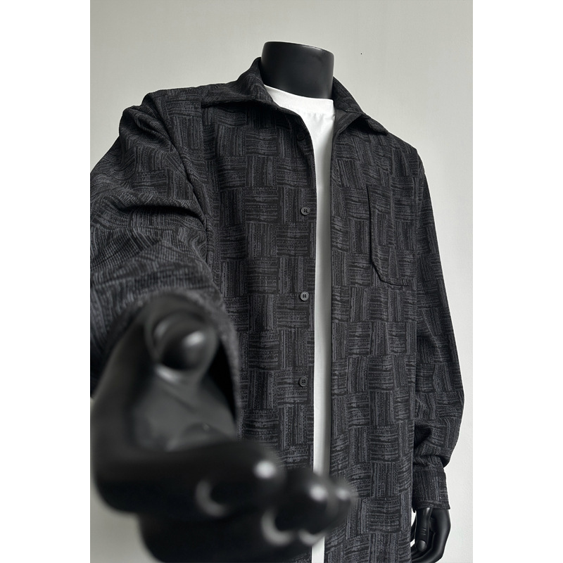 Luxury Brand Designer Clothes American Plaid Tie-Dye Corduroy Long Sleeve Shirt Men's High-End Trendy Loose Jacket Spring Casual Shirt