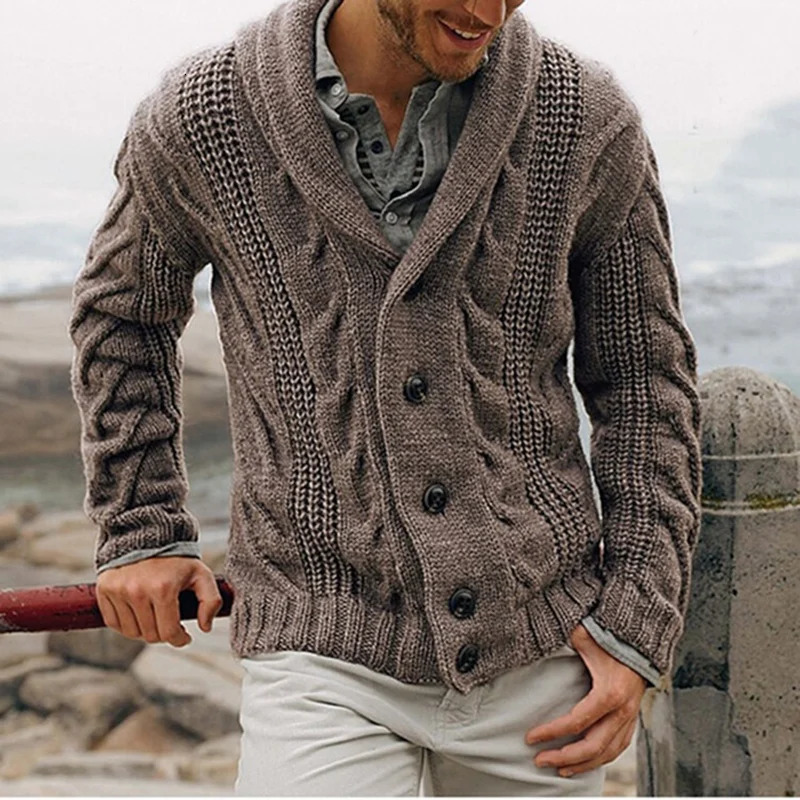 Knitted cardigan mens single-breasted loose models coarse needle sweater mens spring and fall outer wear 260306