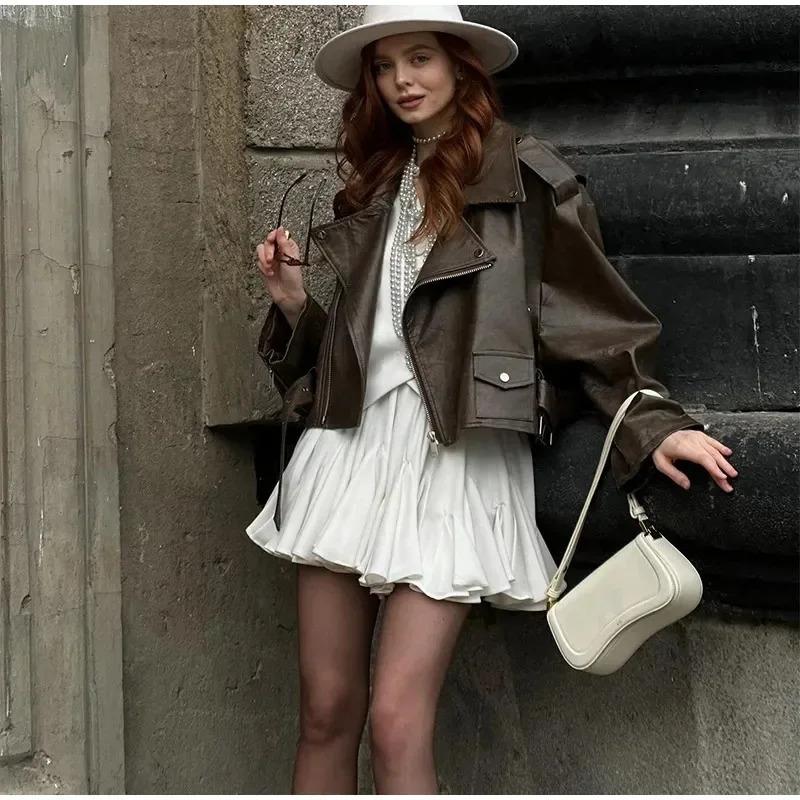 White Ruffles Elegant Mini Skirts Fashion 2025 Women High Waist Pleated Fluffy A-Line Skirt Summer Loose Communte Female Clothes 260228