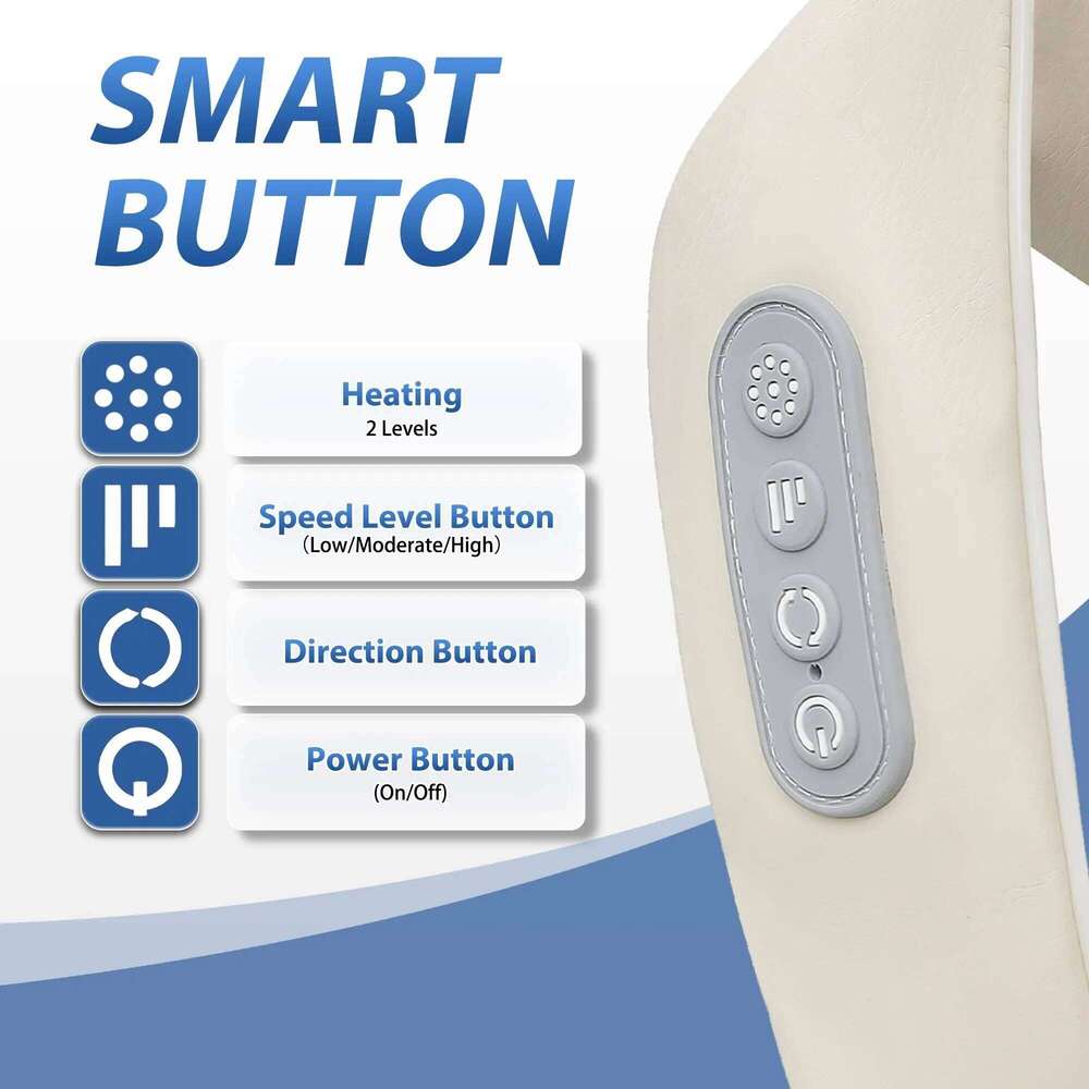Shiatsu for Tissue Cordless Neck and Shoulder Massager with Heat 4D Deep Electric Kneading Massage 26Y0307