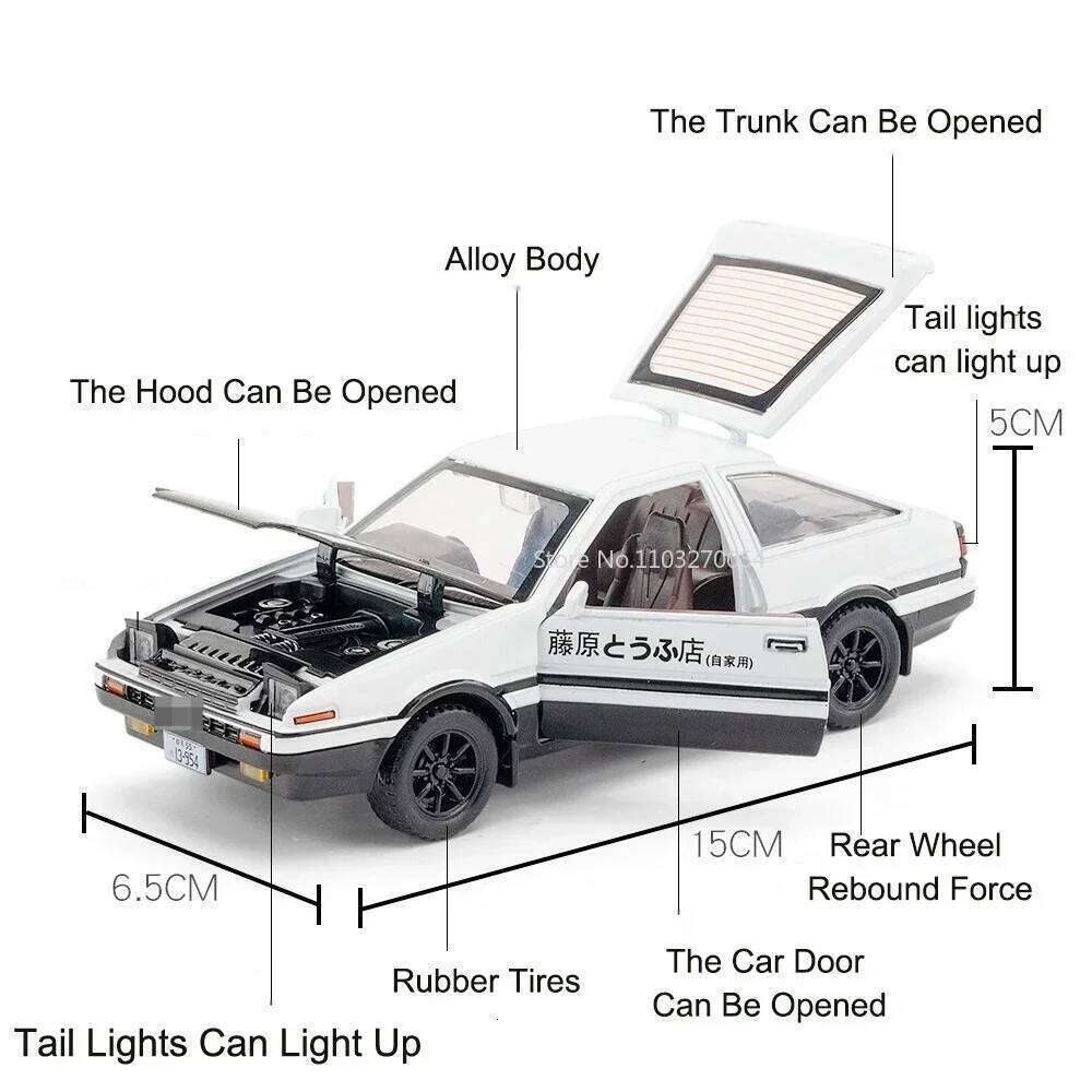 1:30 Subaru WRX STI Car Toys AE86 Alloy Diecast Model 6 Doors Opened Miniature Models Sound Light Pull Back Vehices Holiday Gift Z260306