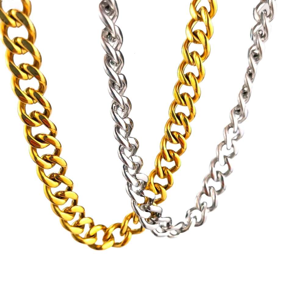 High-quality, finely polished, popular in Europe America, personalized hip-hop Cuban necklace, punk style, thick sweater chain for men and women, tren