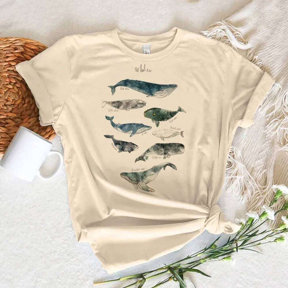 Whale tshirt women streetwear Japanese t shirt female y2k graphic designer clothing XJ260306 XJ260306