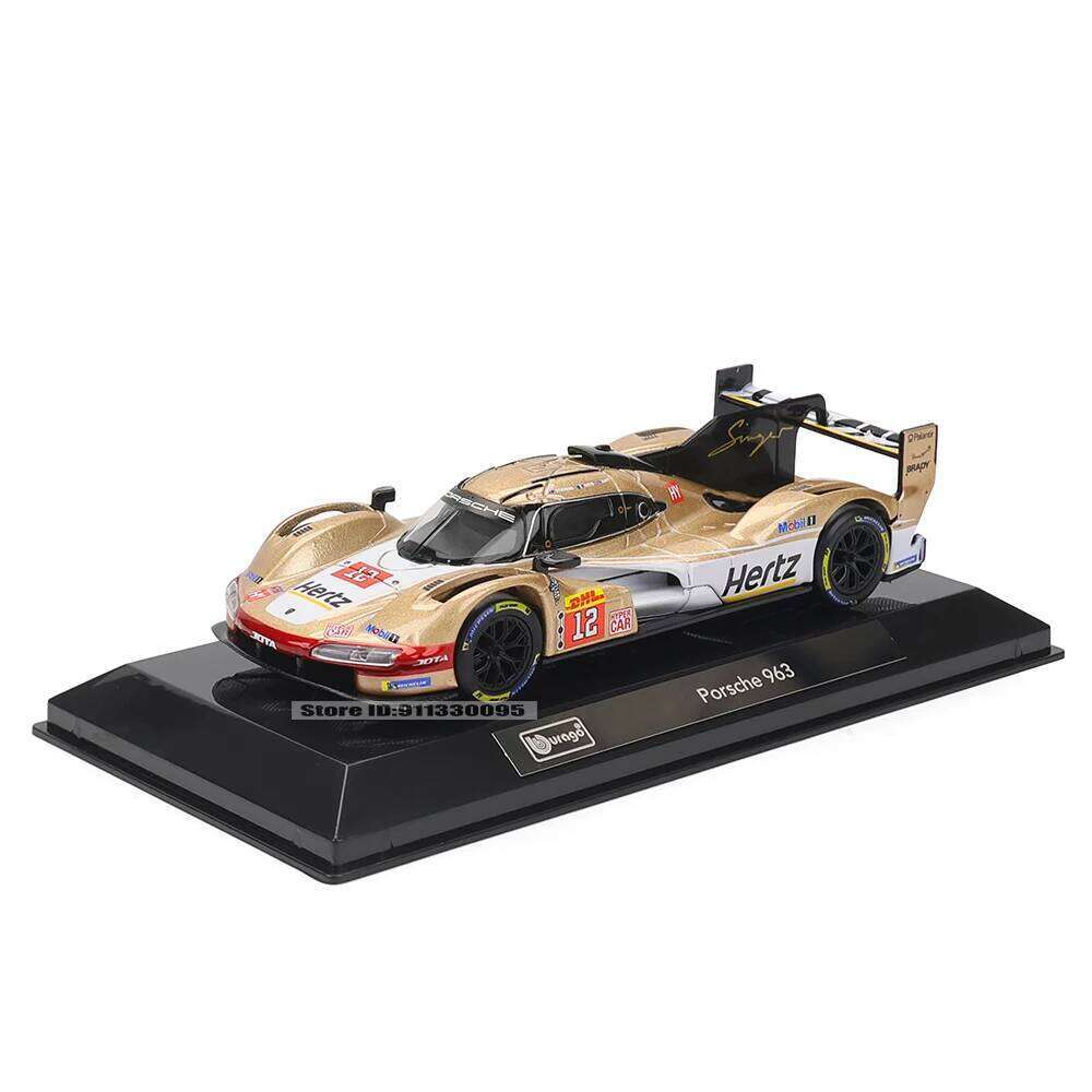 Bburago 1:43 Porsche 963 24 HEURES DU MANS Alloy Luxury Vehicle Diecast Pull Back Cars Model Toy Collection Gift Z260306