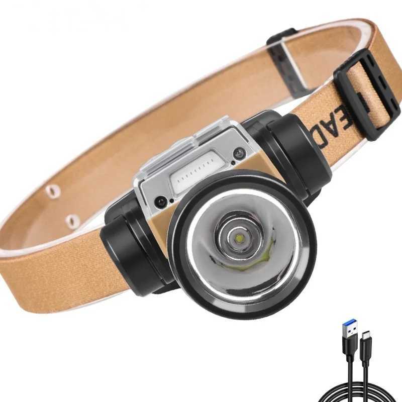 XPG strong light sensor headlight USB charging LE red light warning outdoor fishing riding headlight H260307